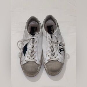 Golden Goose White and Gray Vintage Sneakers with Star Design